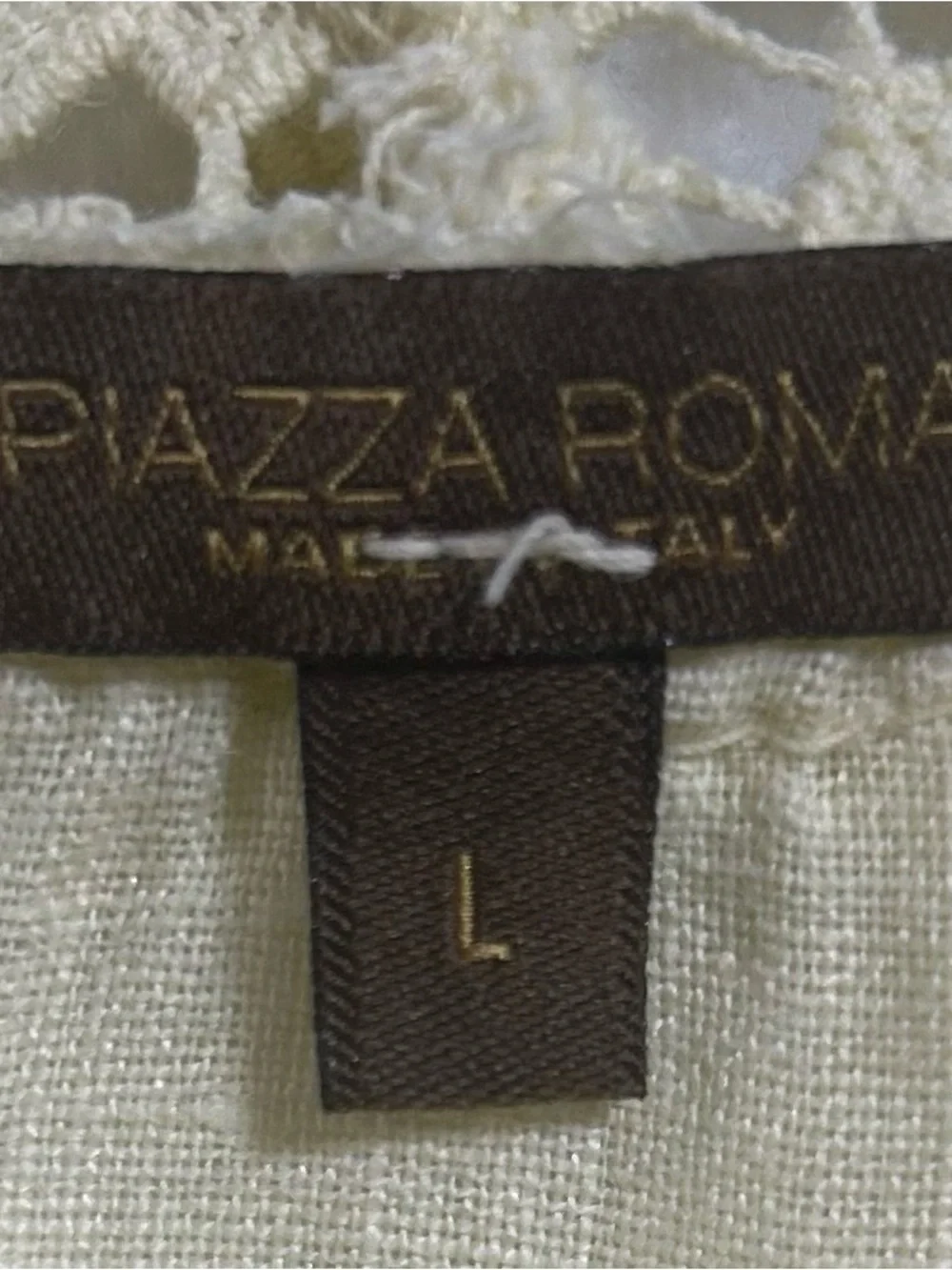 Piazza Roma Yellow Linen Lace Trim Boho Cottagecore Blouse Size L
